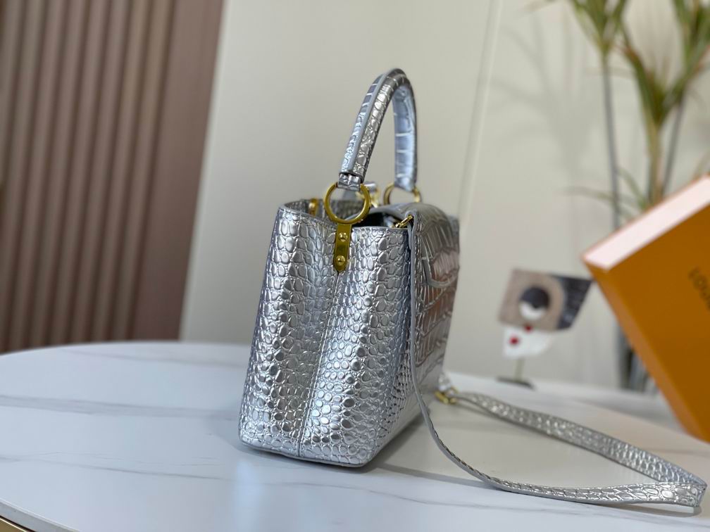 N92967复古银色鳄鱼纹31.5x20x11cm cs (2)