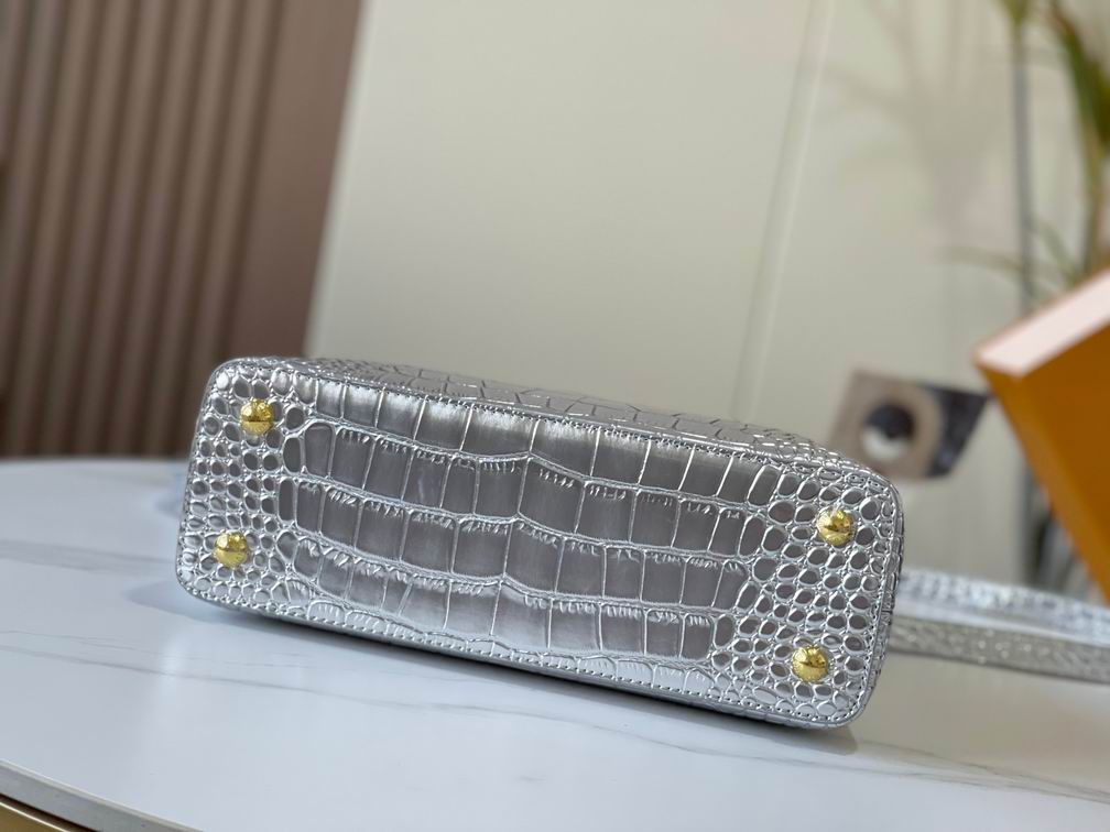 N92967复古银色鳄鱼纹31.5x20x11cm cs (4)